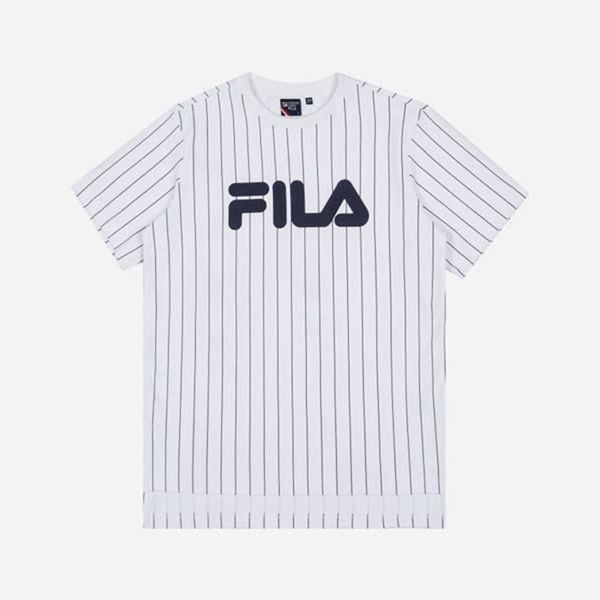 Fila Tričká Damske Biele - Line Pinstripe S/S Vypredaj - Slovakia 58769-EBIY